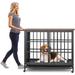 41 inch Heavy Duty Extra Large Dog Crate w/Removable Trays, 2 Door, Lockable Wheels for Large Medium Dog