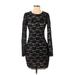 Express Casual Dress - Bodycon Crew Neck Long sleeves: Black Solid Dresses - Women's Size Small
