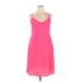 Isaac Mizrahi for Target Casual Dress - A-Line V Neck Sleeveless: Pink Solid Dresses - Women's Size 2X-Large