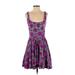 Marc by Marc Jacobs Casual Dress - Mini Scoop Neck Sleeveless: Purple Print Dresses - Women's Size X-Small