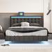 Queen Size Floating Bed Frame with LED Lights and USB Charging, Modern Upholstered Platform LED Bed Frame, Black