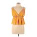 Lulus Sleeveless Blouse: Yellow Tops - Women's Size Large