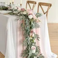 6FT18M Artificial Eucalyptus Wedding Garland with Rose Flower Wedding Table Centerpiece Head Table