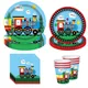 Train Birthday Party Supplies Train Theme Party Tableware Plates Napkins Fork Tablecloth Straws for