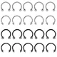 20pc Surgical Steel Body Piercing Jewelry Lot Bulk Nose Ring Tongue Bar Lot Eyebrow Labret Piercing