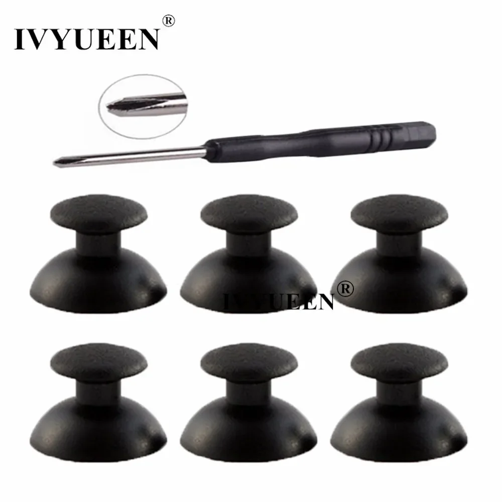 IVYUEEN 6 PCS Black Replacement 3D Analog Thumb Stick for PlayStation 3 PS3 Controller Joystick Mushroom Cap Grip for Dualshock3