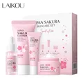 LAIKOU Sakura Face Serum Nourishing Oil Control Skincare Rejuvenation 4pcs Kit Skincare Facial