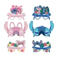 12 pz/set Disney Stitch Theme Party Glasses Disney Lilo & Stitch occhiali di carta 3D bambini