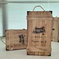 Vintage Design Print Wooden Wine Box Corner Wrapped Storage Case Special Bitthday Gift Bar
