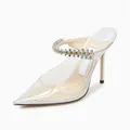 Sandales Transparentes à Bout Jolie tu pour Femme Chaussures à Talons Hauts et Strass Style