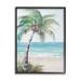 Stupell Industries bb-373-Framed Soft Palm Tree on Beach by Ziwei Li Single Picture Frame Painting on Canvas in Blue/Green | Wayfair