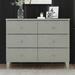 Everly Quinn Champagne Silver Rubberwood 6 Drawer Dresser Wood in Brown/Gray | 35.6 H x 47.3 W x 15.4 D in | Wayfair