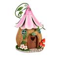 Evergreen Enterprises, Inc LED Fairy House w/ Purple Floral Roof Metal in Green/Yellow/Brown | 9.84 H x 5.71 W x 6.5 D in | Wayfair 2LA2461