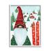 Stupell Industries ba-809-Framed Gnome Skiing Winter Slopes by Emma Leach Wrapped Canvas Print Canvas in Green/Red/White | Wayfair ba-809_cn_16x20