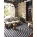 Gray 90 x 30 x 0.25 in Indoor/Outdoor Area Rug - Charlie Striped Hand Loomed Indoor/Outdoor Area Rug in Black/ Magnolia Home by Joanna Gaines x Loloi | Wayfair