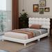 Winston Porter Kiril Upholstered Panel Bed Wood in White/Brown | 36.6 H x 47.1 W x 80.8 D in | Wayfair 0DCCD66E3CB24EAAB31B16362A98EE7C