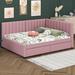 Latitude Run® Full Size Daybed w/ 2 Storage Drawers Sofa Bed Frame Upholstered/Linen in Pink | 27.6 H x 57.9 W x 78.9 D in | Wayfair