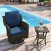 Winston Porter Trosclair Swivel Wicker Outdoor Barrel Chair Lounge Chair Wicker/Rattan in Blue | 38.6 H x 29.9 W x 32.3 D in | Wayfair