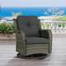 Winston Porter Trosclair Swivel Wicker Outdoor Barrel Chair Lounge Chair Wicker/Rattan in Gray/Black | 38.6 H x 29.9 W x 32.3 D in | Wayfair