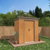 clihome 6 ft. W x 4 ft. D Metal Lean-To Storage Tool Shed 72.0 H x 72.0 W x 48.0 D in Brown | 6' W X 4' D X 6' H | Wayfair CL-RYXD46-W