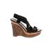 BCBGirls Wedges: Black Solid Shoes - Women's Size 8 1/2 Plus - Peep Toe