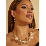 Plus Size Bead And Faux Pearl Necklace Set