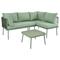 Merax Garten-Lounge-Set aus Eisen, Gartenmöbel-Set aus grünem Seil, L-förmiges Gartenmöbel-Set, Lounge-Set aus grünem Seil mit Sitzkissen