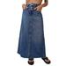 Come As You Are Fray Hem Denim Maxi Skirt