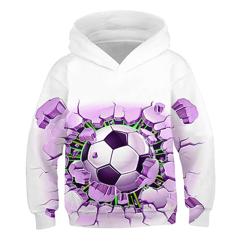 Jungen 3D Fußball Kapuzenshirt Langarm 3D-Druck Aktiv Sport Strassenmode Polyester kinderkleidung 3-12 Jahre Täglich Image