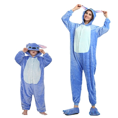 Karneval Tiermotiv Gruppenkostüm Nachtwäsche Onesie Schlafanzug Karnevalskostüm Monster Tier Pyjamas-Einteiler Kigurumi-Pyjamas Niedlich Für Kinder Erwachsene Männer und Frauen Jungen und Mädchen Image