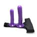 Double Pleasure Double Strapons Double Realistic Soft Silicone Massager for Couple Adjustable Waist Pants Lifelike Flexible 7inch Massage Rod for Women to Use on Men (Purple)