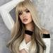 Natural-Looking Ladies Wigs Wig Women s Long Curly Hair Headgear Style Whole Top European And American Style With Bangs Highlighting Fashion Waves Wave Set Beige Women Wig