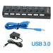 7 Port USB 2.0 / 3.0 Hub Splitter Adapter High Speed For PC Laptop Mac Desktop