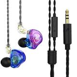 MERILER 10mm Titanium-Coated Diaphragm HiFi in-Ear Monitor Earphones with Semi-Open Cavity Detachable 2Pin Silver-Plated Cable Noise Canceling for Audiophile