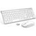 Wireless Keyboard and Mouse USB Slim Wireless Keyboard Mouse with Numeric Keypad Compatible with iMac Mac PC Laptop Tablet Computer Windows (Silver White)