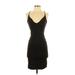 David Lerner Casual Dress - Mini V Neck Sleeveless: Black Print Dresses - Women's Size Small