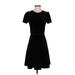 Draper James Cocktail Dress - A-Line Crew Neck Short sleeves: Black Solid Dresses - Women's Size 2