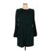 Nine West Casual Dress - Sweater Dress: Teal Damask Dresses - Women's Size X-Large