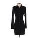 Gab & Kate Casual Dress - Mini High Neck Long sleeves: Black Solid Dresses - New - Women's Size Small