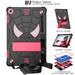 Allytech Case for Lenovo Tab M10 3rd Gen 10.1 inch 2022 Rugged Case with Hidden Kickstand & Adjustable Shoulder Strap Thickned Silicon Edges Shockproof Case - Black+Rose