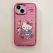 Sanrio Hello kitty Cat Cartoon Plating Pink Phone Case For iPhone 14 13 12 11 15 Pro Max Case Cute Invisible Bracket Soft Cover