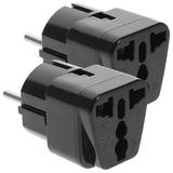 2 Pcs Universal Socket Power Converter Worldwide AC Outlet Travel Adapter Abs