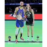 Stephen Curry Golden State Warriors & Sabrina Ionescu New York Liberty Unsigned 2024 NBA All-Star 3-Point Challenge Championship Belt Photograph