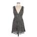 Ark & Co. Casual Dress - Mini: Silver Marled Dresses - New - Women's Size Medium