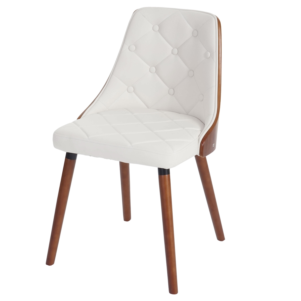 Mendler 2er-Set Esszimmerstuhl HWC-A75, Besucherstuhl Küchenstuhl, Walnuss-Optik Bugholz ~ Kunstleder weiß Image