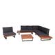 Mendler Garten-Garnitur mit Sessel HWC-H54, Lounge-Set Sofa, Spun Poly Akazie Holz MVG Aluminium ~ braun, Polster dunkelgrau