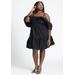 Plus Size Women's Off The Shoulder Ruffle Mini Dress by ELOQUII in Black Onyx (Size 14)