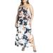 Plus Size Women's Printed Satin Bias Dress by ELOQUII in Tapestry Floral (Size 16)