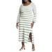 Plus Size Women's Striped Sweater Dress With Tie Back by ELOQUII in Green Bay Stripe (Size 26/28)