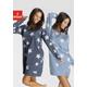 Sleepshirt VIVANCE DREAMS, Damen, Gr. 56/58, N-Gr, blau (hellblau gemustert), Single Jersey, Obermaterial: 50% Baumwolle, 50% Polyester, Basic, Basic kurz, Rundhals, Langarm Bündchen, Kleider, mit Sterne-Druck